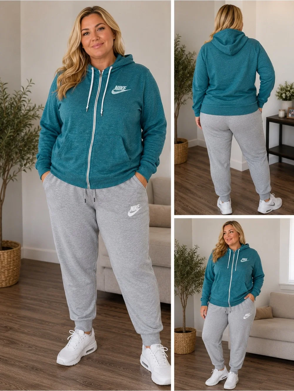 Nike women’s XL teal Zip Hoodie with Gray Joggers